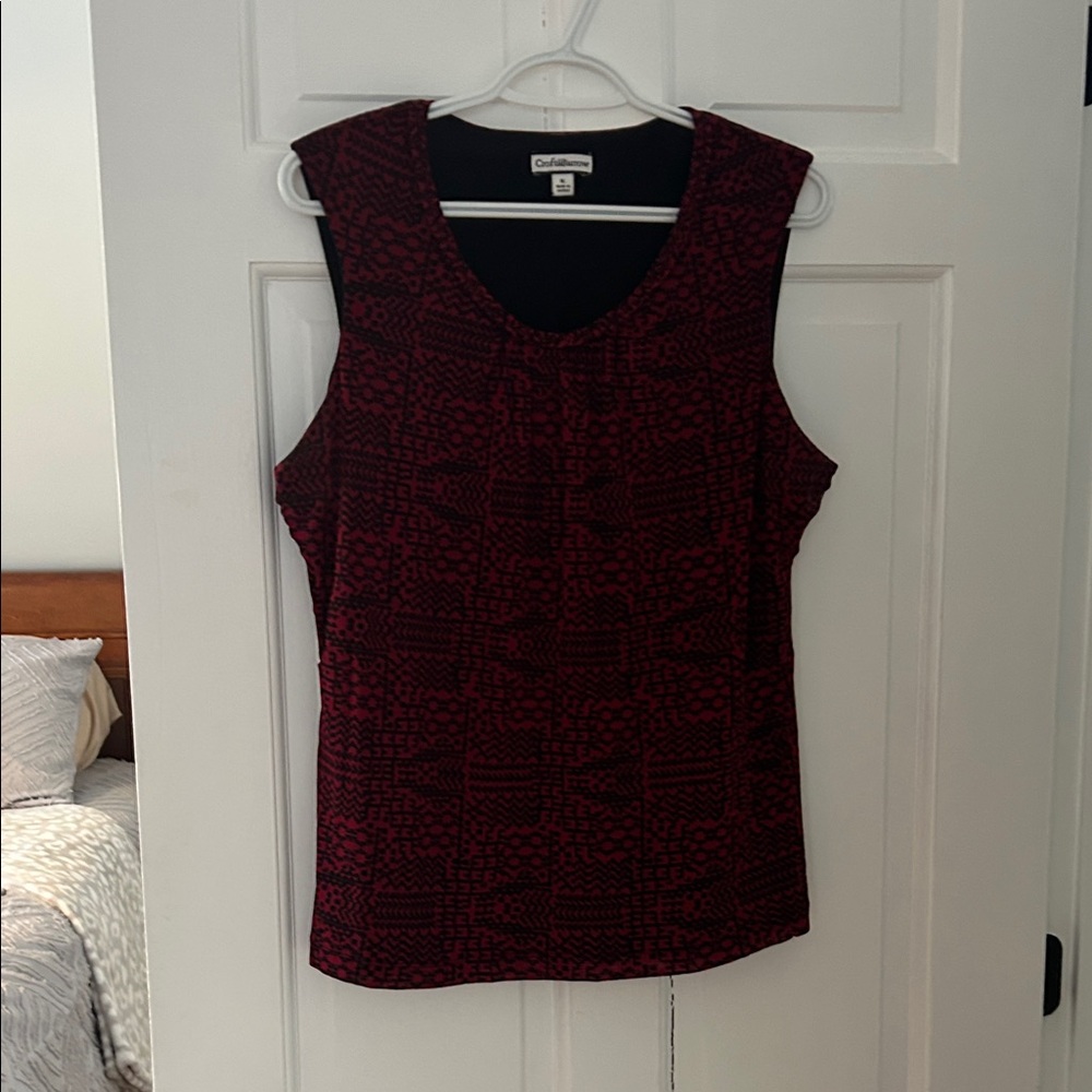 Croft & Barrow Red and Black Sleeveless Blouse